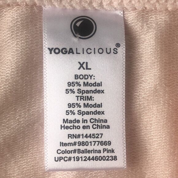 Yogalicious Sweatshirt Womens Pink Mock Neck Pockets Thumb Hole Stretch Size XL - Picture 5 of 12